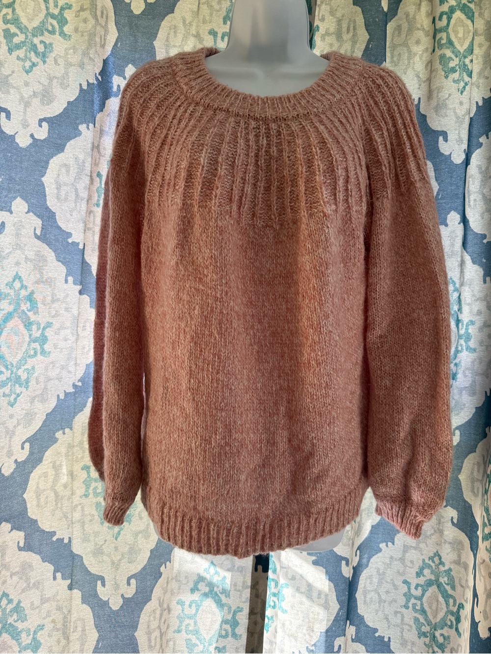 LC Lauren Conrad Women’s Pink Solid Knit Crewneck Bow Back Pullover Sweater XL